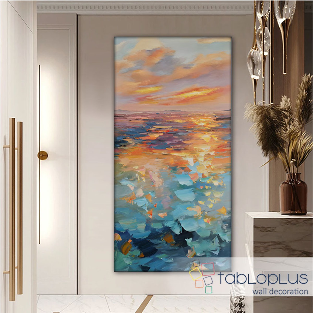 Abstract Sunset Textured Partial Oil Painting